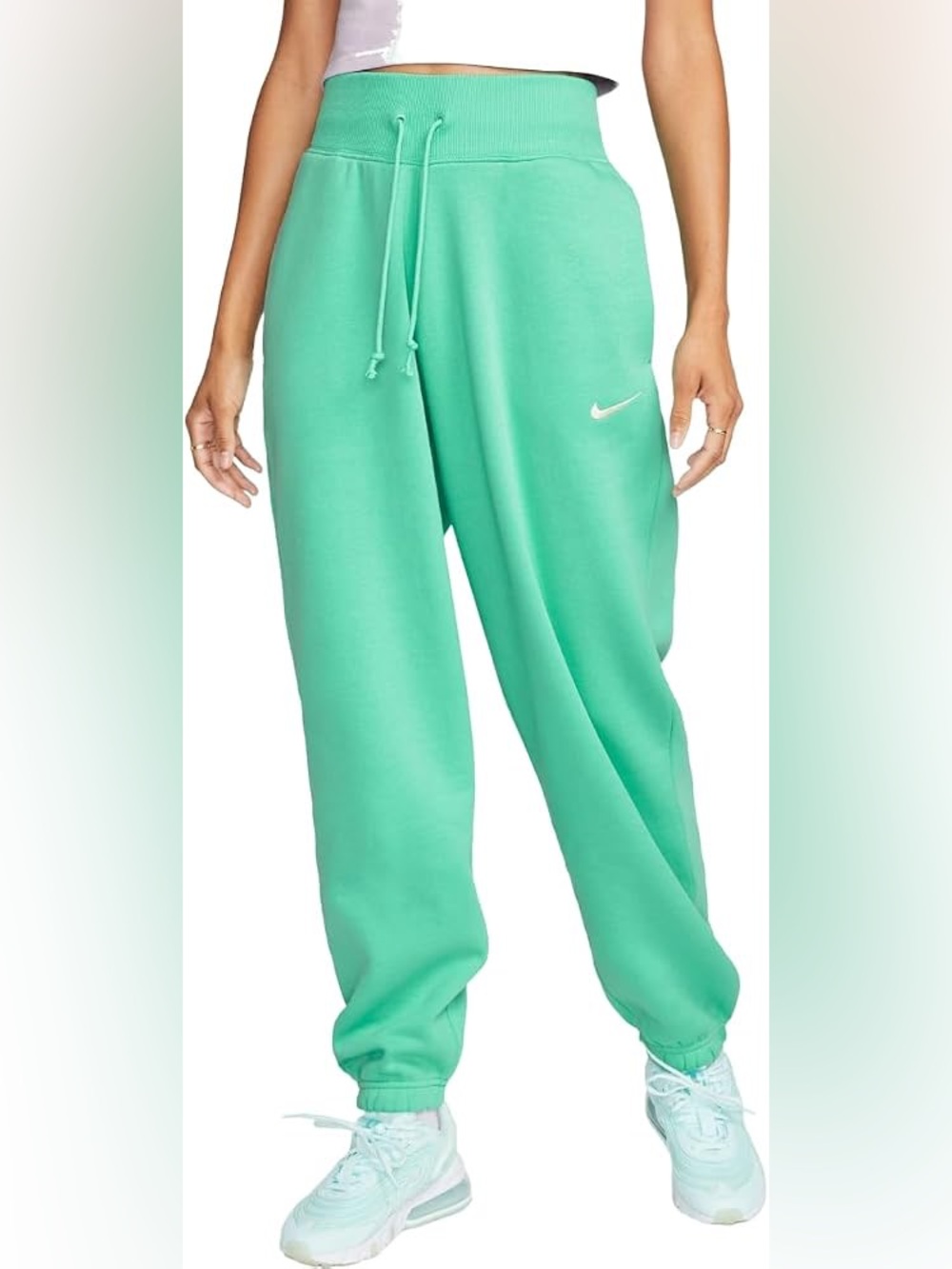 Nike Teal Green Drawstring Fleece Joggers - Picture 3 of 9